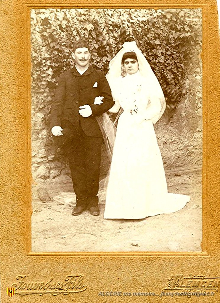 mariage Jean Pierre et Therese Portales avec cadre.jpg - Jean-Pierre Portalès et Thérèse Serrano